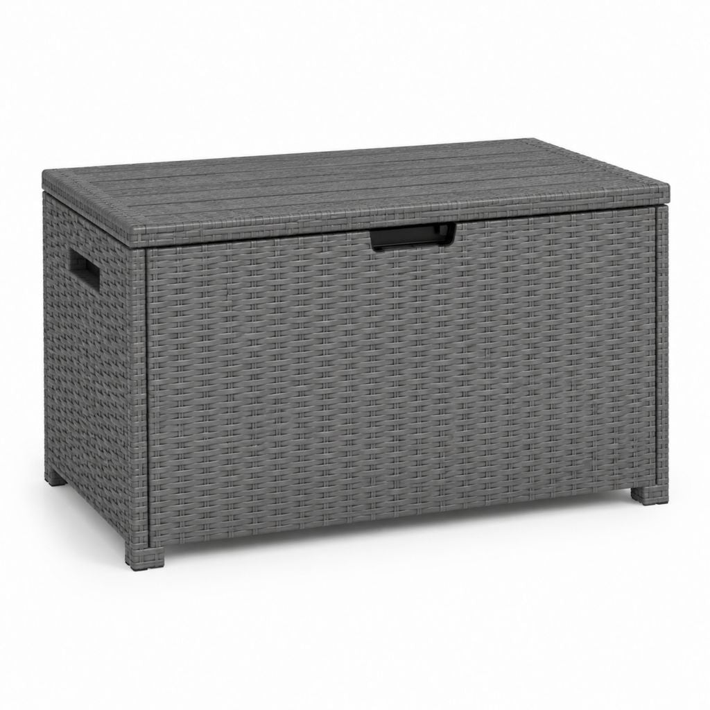 Baule conteneur rectangulaire d'extérieur en résine tressée PE gris, 200 L, 100 × 50 × 50 cm