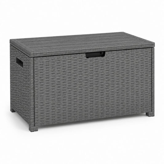 Baule conteneur rectangulaire d'extérieur en résine tressée PE gris, 200 L, 100 × 50 × 50 cm