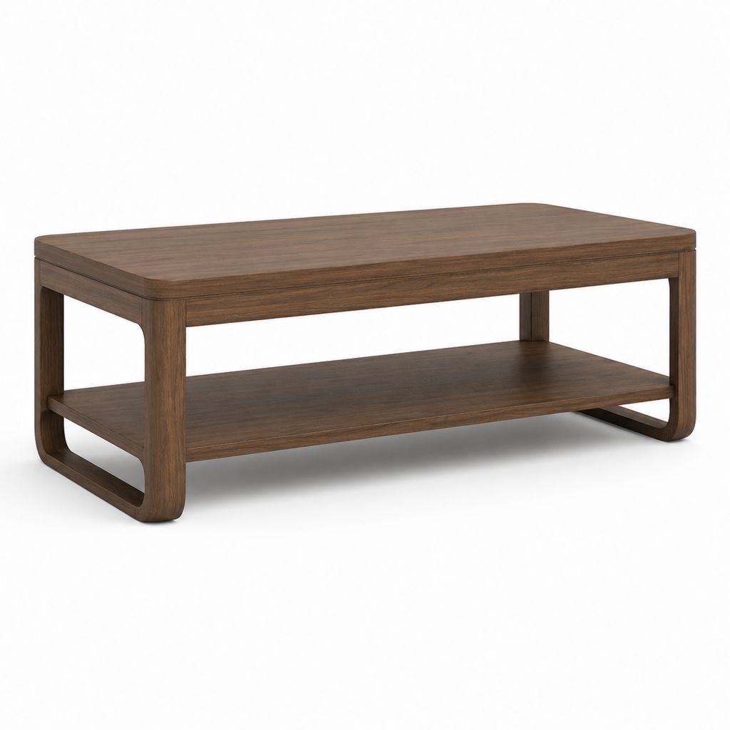 Table basse rectangulaire en MDF plaquée noyer avec plateau, 120 × 60 × 45 cm, brun noyer