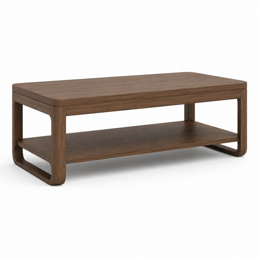 Table basse rectangulaire en MDF plaquée noyer avec plateau, 120 × 60 × 45 cm, brun noyer