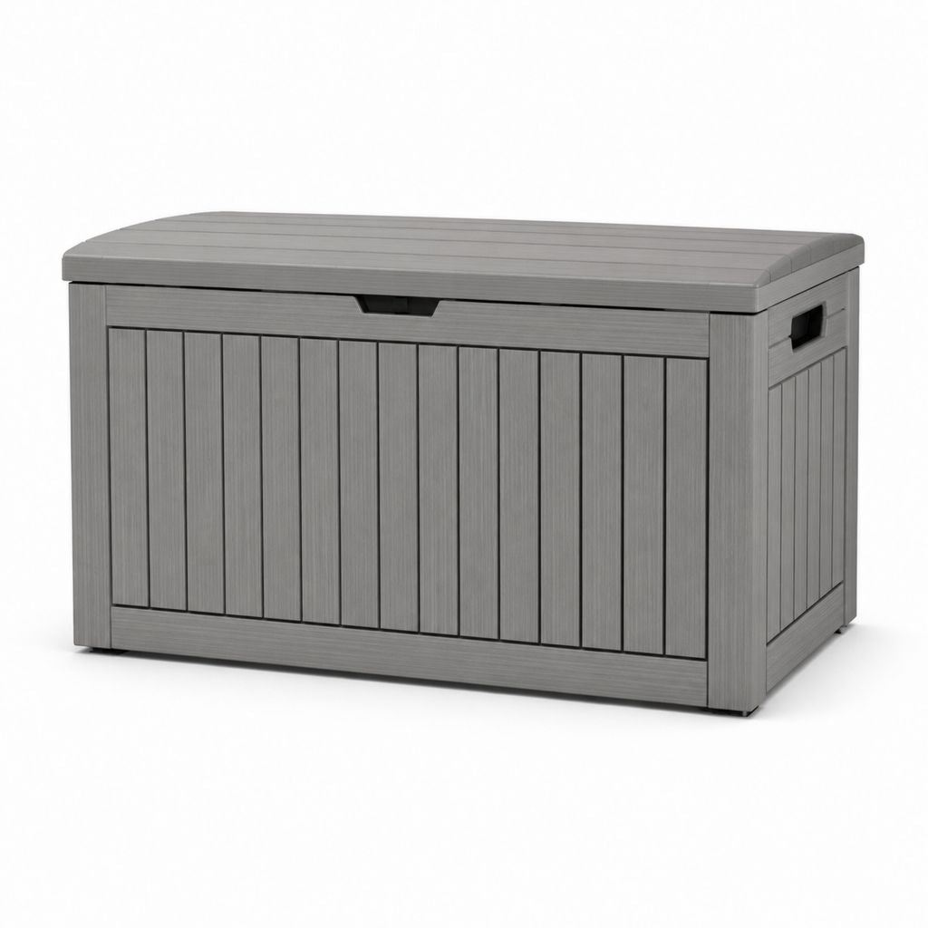 Baules rectangulaires d'extérieur gris en polypropylène, 350 L, 120 × 55 × 63 cm