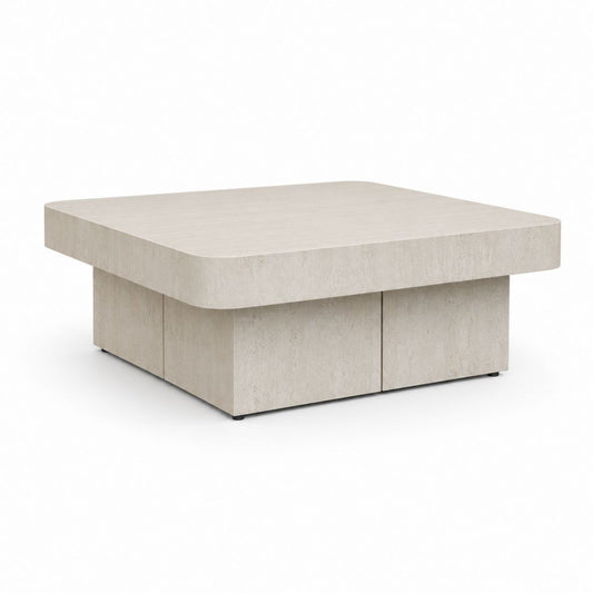 Table basse carrée en MDF et effet de béton beige, 80 × 80 × 40 cm