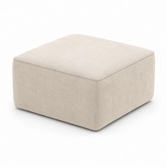 Pouf repose-pieds carré rembourré en polyester beige 80 × 80 × 40 cm
